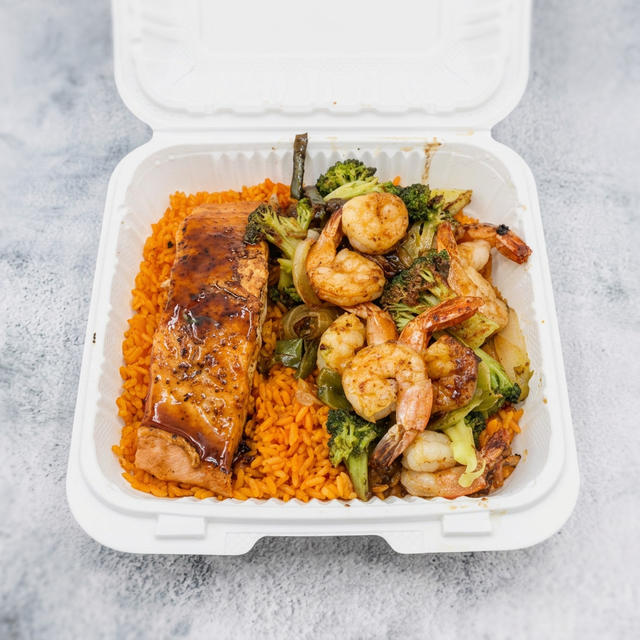 Grilled Salmon & Shrimp Platter.
